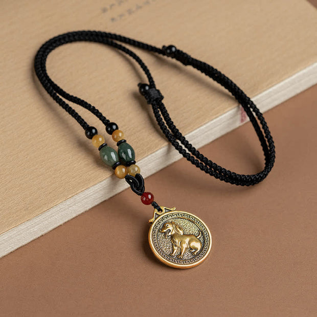 Buddha Stones 12 Chinese Zodiac Blessing Wealth Fortune Necklace Pendant Necklaces & Pendants BS Dog