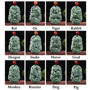 Buddha Stones Natural Jade 12 Chinese Zodiac Prosperity Necklace Pendant Necklaces & Pendants BS 22