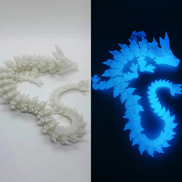 Buddha Stones Feng Shui Dragon Luminous 3D Printed Dragon Luck Success Home Decoration Decorations BS Luminous Blue Dragon 60cm