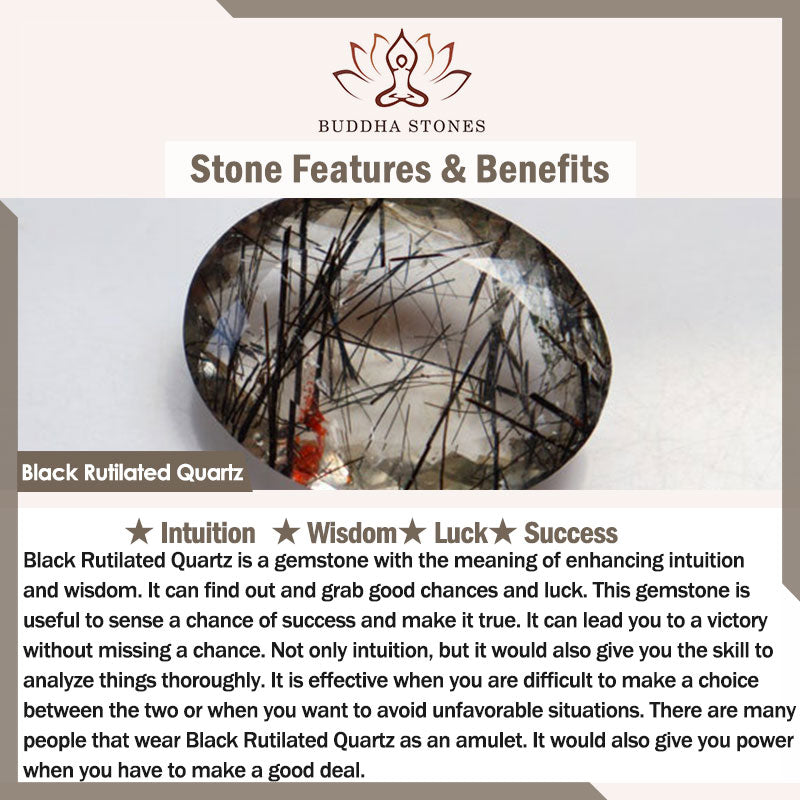 Buddha Stones Black Rutilated Quartz Ebony Wood Copper