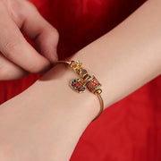 Buddha Stones Lotus Enlightenment Copper Beaded Charm Bracelet Bracelet BS 3