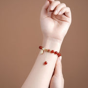 Buddha Stones Natural Red Agate Hetian Jade Fu Character Confidence Charm Bracelet Bracelet BS 8