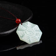 Buddha Stones Natural Jade Bagua Yin Yang Luck Necklace Pendant Necklaces & Pendants BS 4