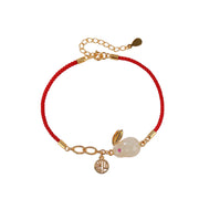 Buddha Stones 925 Sterling Silver Year of the Rabbit Hetian White Jade Luck Blessing Red String Bracelet Bracelet BS 8