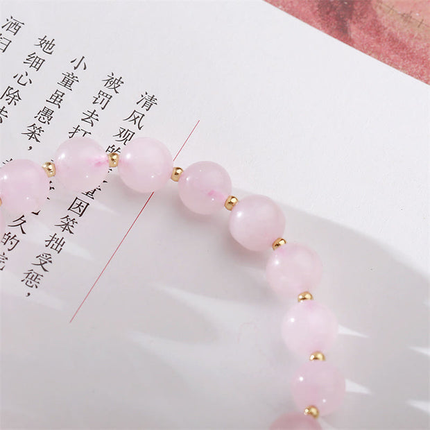 Buddha Stones Natural Pink Crystal Plum Blossom Love Bracelet Bracelet BS 3