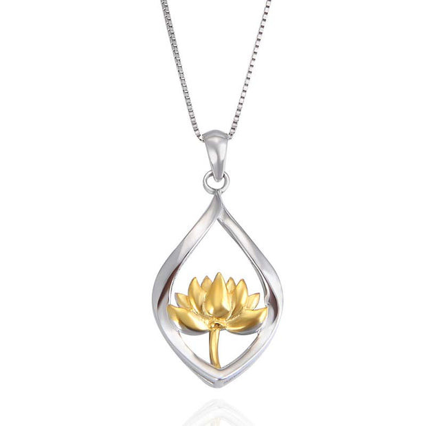 Buddha Stones 925 Sterling Silver Lotus Pattern Enlightenment Necklace Pendant Necklaces & Pendants BS 8