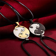 Buddha Stones Yin Yang Symbol Cats Couple Necklace Necklaces & Pendants BS 4