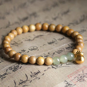 Buddha Stones Natural Sandalwood Hetian Jade Money Bag Protection Bracelet Bracelet BS 8