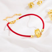 Buddha Stones 925 Sterling Silver Year Of The Dragon Lucky Golden Dragon Strength Red Rope Chain Bracelet Bracelet BS 2