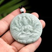Buddha Stones Thousand-Hand Kwan Yin Avalokitesvara Jade Blessing String Necklace Pendant Necklaces & Pendants BS 3