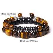 Buddha Stones Tiger Eye Frosted Stone Hematite Courage Bracelet Bracelet BS 8