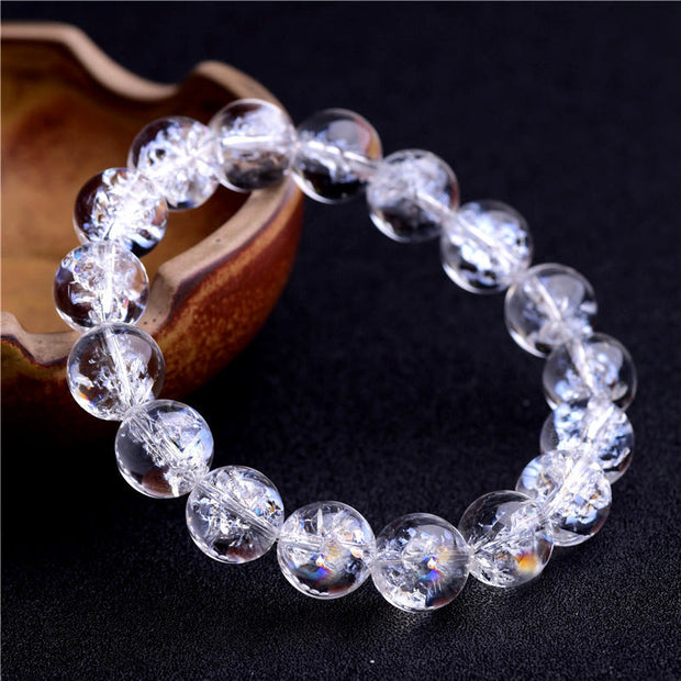 Buddha Stones Natural White Crystal Protection Healing Bracelet