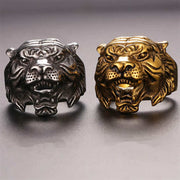 Buddha Stones Men's Animal Tiger Head Titanium Steel Balance Calm Punk Rock Biker Ring Ring BS 35