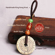 Buddha Stones Feng Shui Taoism Yin Yang Symbol Constellations Copper Coin Balance Key Chain Necklace Key Chain BS 14