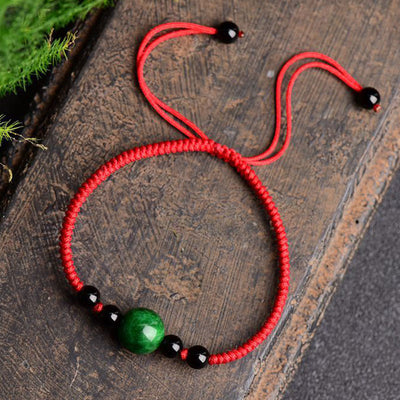 Buddha Stones Lucky and Success Jade Red String Bracelet Bracelet BS 15-25cm