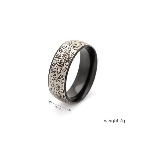 FREE Today: Ward Off Evil Spirits Lucky Mythological Creature Taotie Wealth Titanium Steel Ring