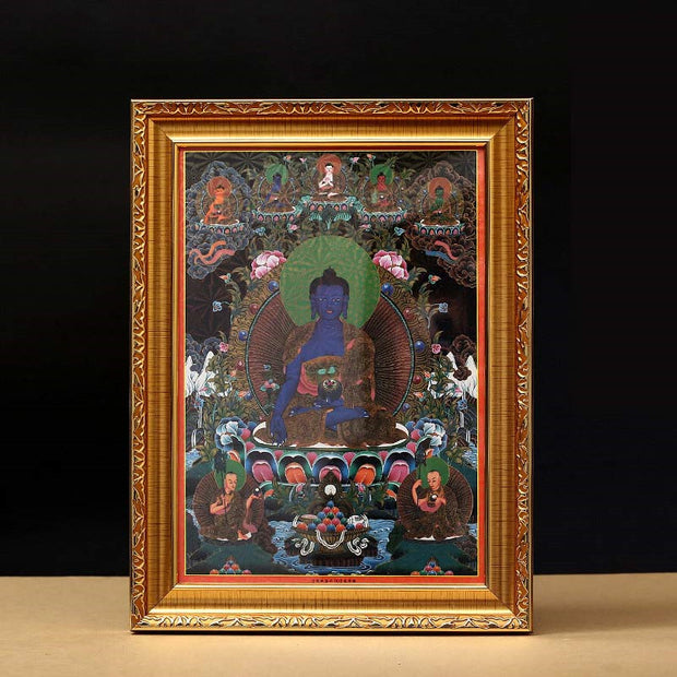 Buddha Stones Tibetan Framed Thangka Painting Blessing Decoration Decorations BS 12