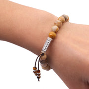 Buddha Stones Weathered Stone Om Mani Padme Hum Strengthen Bracelet Bracelet BS 3