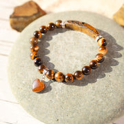 Buddha Stones Natural Quartz Love Heart Healing Beads Bracelet Bracelet BS Tiger eye