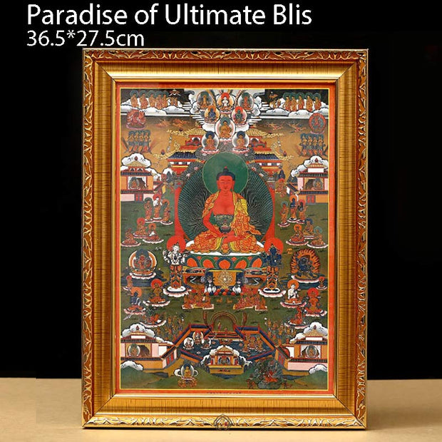 Buddha Stones Tibetan Framed Thangka Painting Blessing Decoration Decorations BS Paradise of Ultimate Bliss