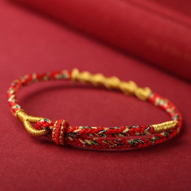 Buddha Stones Handmade Chinese Zodiac Natal Buddha Protection Strength Braided String Bracelet Bracelet BS 4