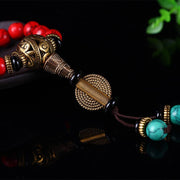 Buddha Stones Tibetan Mala Red Turquoise Lucky Necklace Bracelet Mala Bracelet BS 8