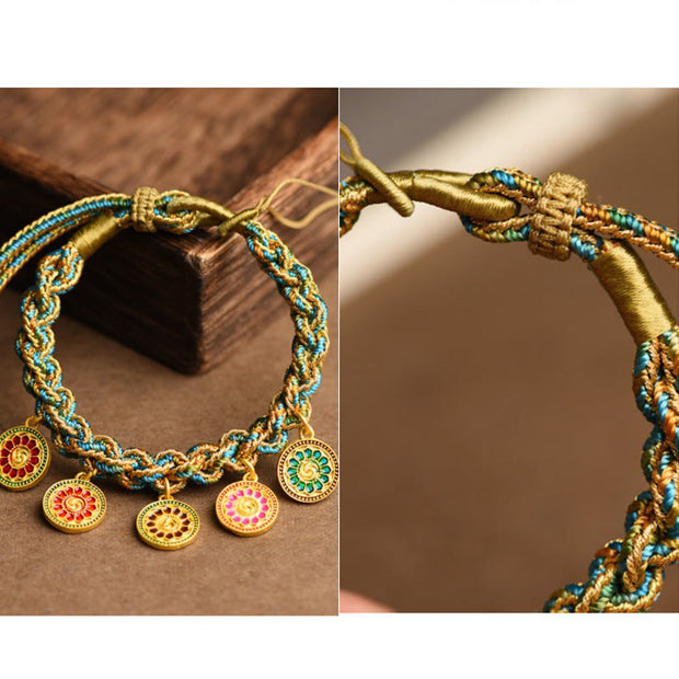 Buddha Stones Tibetan Five God Of Wealth Luck Handcrafted Braid String Bracelet Bracelet BS 6