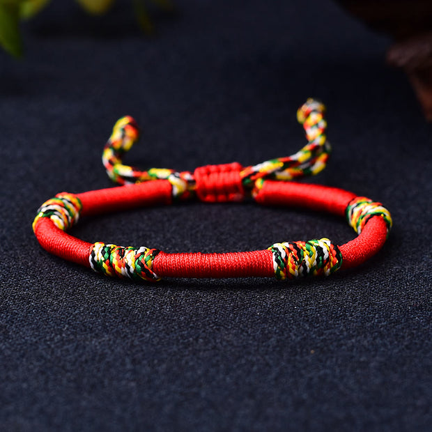 Buddha Stones Tibetan Handmade Colorful King Kong Knot Lucky Protection Braid String Bracelet