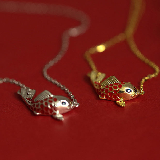Buddha Stones Koi Fish Copper Wealth Luck Necklace Pendant Necklaces & Pendants BS 1