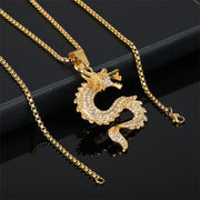 Buddha Stones Chinese Zodiac Dragon Zircon Protection Necklace Pendant Necklaces & Pendants BS 3