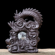 Buddha Stones LED Light Dragon Strength Ceramic Incense Burner Decoration