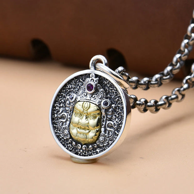 Buddha Stones 925 Sterling Silver Zakiram Goddess of Wealth Dorje Vajra Spiritual Necklace Pendant