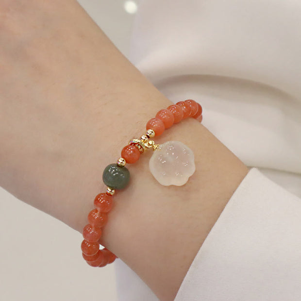 Buddha Stones Red Agate Chalcedony Cat Paw Jade Confidence Bracelet