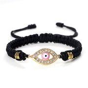 Buddha Stones Evil Eye Keep Away Evil Spirits String Bracelet Bracelet BS Black Pink Evil Eye Gold Border