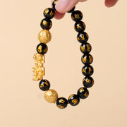 Buddha Stones FengShui PiXiu Obsidian Wealth Bracelet Bracelet BS 4