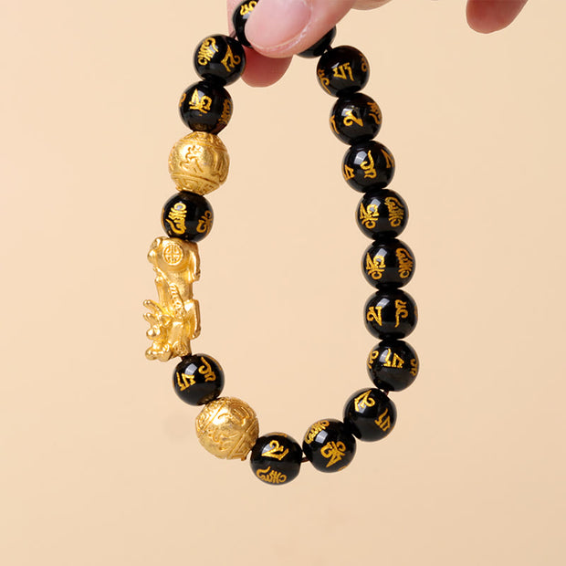 Buddha Stones FengShui PiXiu Obsidian Wealth Bracelet Bracelet BS 4