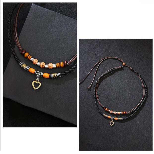 Buddha Stones Love Heart Pattern Bead Healing Necklace Pendant Bracelet
