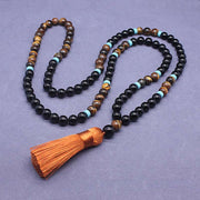 Buddha Stones Tibetan Black Onyx Peaceful Mala Set Mala Bracelet BS 2