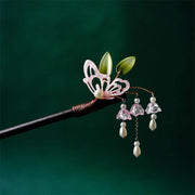 Buddha Stones Pearl Flower Butterfly Love Freedom Tassels Hairpin Hairpin BS Pink Butterfly&Leaf