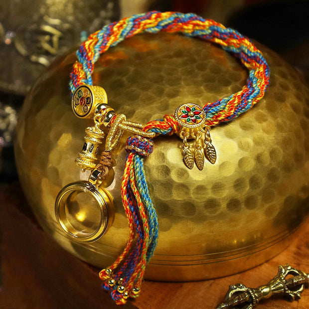 Buddhastoneshop Tibetan Om Mani Padme Hum Dreamcatcher Luck Colorful Samsara Knot String Bracelet