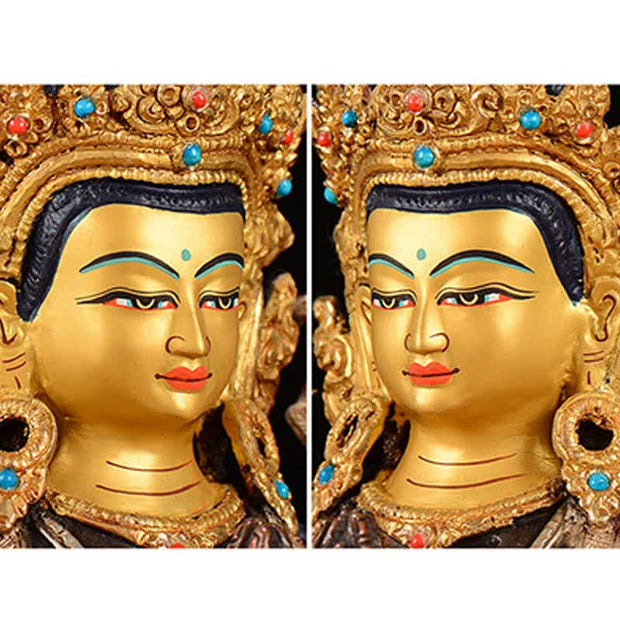 Buddha Stones Bodhisattva Chenrezig Four-armed Avalokitesvara Protection Copper Statue Decoration Decorations BS 10