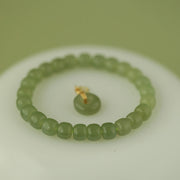 Buddha Stones Natural Hetian Jade Peace Buckle Prosperity Luck Bracelet Bracelet BS 12