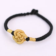 Buddha Stones Handmade Simple Design Chinese Knotting Luck Strength Braid String Bracelet Bracelet BS Chinese Knotting Black 17cm