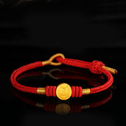 Buddha Stones Year of the Dragon 999 Gold Tai Sui Amulet Big Dipper Luck Handcrafted Bracelet Bracelet BS Red Rope 24cm