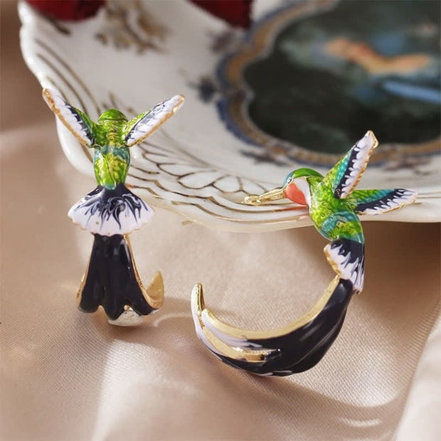 Buddha Stones Hummingbird Wealth Luck Earrings Earrings BS 3