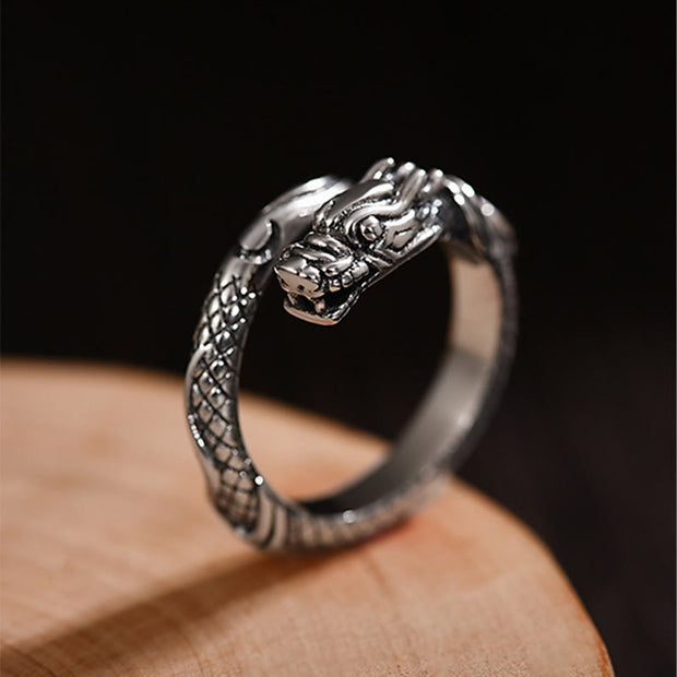 FREE Today: Infinite Energy Retro Dragon Auspicious Cloud Luck Protection Adjustable Ring