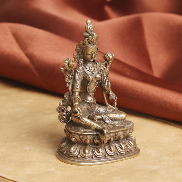 Buddha Stones Bodhisattva Green Tara Calm Hope Copper Statue Decoration Decorations BS 1
