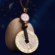 Buddha Stones Feng Shui Taoism Yin Yang Symbol Constellations Copper Coin Balance Key Chain Necklace Key Chain BS Auspicious Key Chain