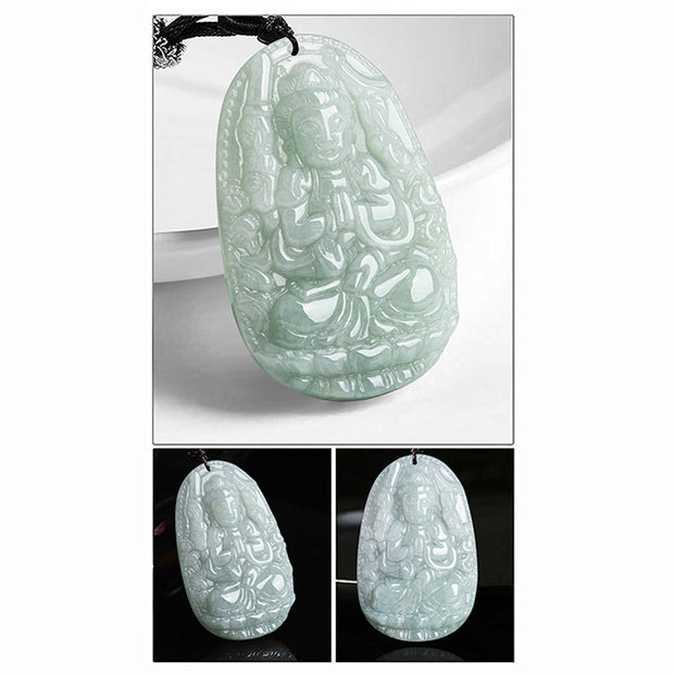Buddha Stones Chinese Zodiac Natal Buddha Jade Wealth Prosperity Necklace Pendant Necklaces & Pendants BS 18