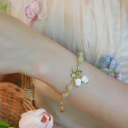 Buddha Stones Green Jade Bead Lily of the Valley Prosperity Chain Bracelet Bracelet BS 5